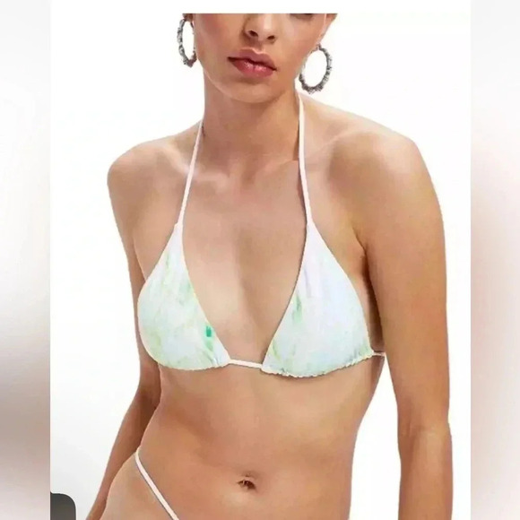 *Final Price* Good American Size 2/Medium NWT NEW Green Marble Tie Dye Swim Top - Picture 1 of 9